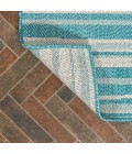 Castara Wavy Stripe Modern Aqua/Cream 2 ft. x 8 ft. Indoor/Outdoor Runner Rug