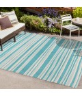 Castara Wavy Stripe Modern Aqua/Cream 5 ft. x 8 ft. Indoor/Outdoor Area Rug