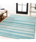 Castara Wavy Stripe Modern Aqua/Cream 5 ft. x 8 ft. Indoor/Outdoor Area Rug