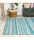 Castara Wavy Stripe Modern Aqua/Cream 5 ft. x 8 ft. Indoor/Outdoor Area Rug