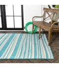 Castara Wavy Stripe Modern Aqua/Cream 5 ft. x 8 ft. Indoor/Outdoor Area Rug