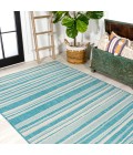 Castara Wavy Stripe Modern Aqua/Cream 5 ft. x 8 ft. Indoor/Outdoor Area Rug