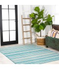 Castara Wavy Stripe Modern Aqua/Cream 5 ft. x 8 ft. Indoor/Outdoor Area Rug