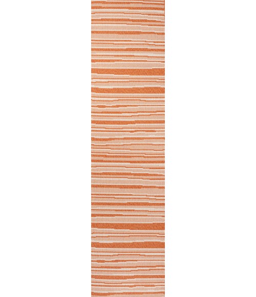 Castara Wavy Stripe Modern Orange/Cream 2 ft. x 8 ft. Indoor/Outdoor Runner Rug