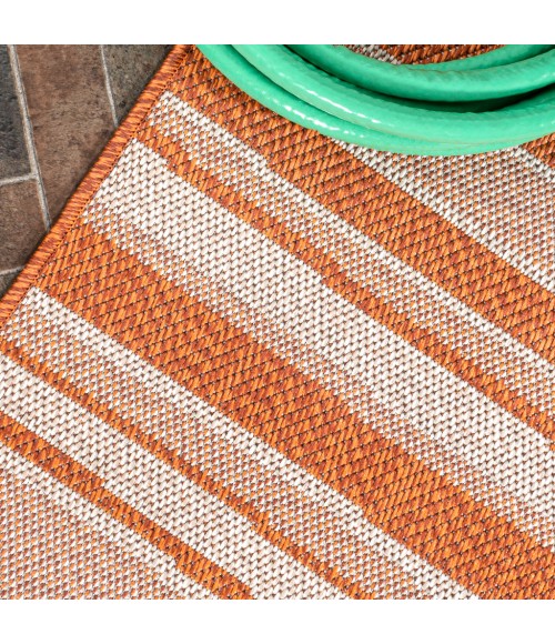 Castara Wavy Stripe Modern Orange/Cream 2 ft. x 8 ft. Indoor/Outdoor Runner Rug