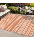 SANTA MONICA Area Rug Castara Wavy Stripe Modern Orange/Cream 4 ft. x 6 ft. Indoor/Outdoor Area Rug