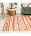 SANTA MONICA Area Rug Castara Wavy Stripe Modern Orange/Cream 4 ft. x 6 ft. Indoor/Outdoor Area Rug