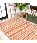 SANTA MONICA Area Rug Castara Wavy Stripe Modern Orange/Cream 4 ft. x 6 ft. Indoor/Outdoor Area Rug