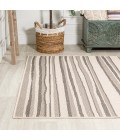 SANTA MONICA Area Rug Castara Wavy Stripe Modern Cream/Dark Gray 5 ft. x 8 ft. Indoor/Outdoor Area Rug