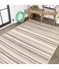 SANTA MONICA Area Rug Castara Wavy Stripe Modern Cream/Dark Gray 5 ft. x 8 ft. Indoor/Outdoor Area Rug