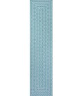 SANTA MONICA Area Rug Chevron Modern Concentric Squares Aqua/Light Gray 2 ft. x 8 ft. Indoor/Outdoor Runner Rug