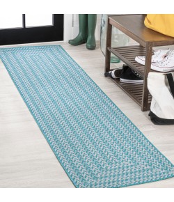 Jonathany Santa Monica SMB206A Aqua/Light Gray Area Rug 2 ft. X 8 ft. Runner