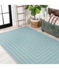 SANTA MONICA Area Rug Chevron Modern Concentric Squares Aqua/Light Gray 3 ft. x 5 ft. Indoor/Outdoor Area Rug