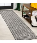 SANTA MONICA Area Rug Chevron Modern Concentric Squares Black/Light Gray 2 ft. x 8 ft. Indoor/Outdoor Runner Rug