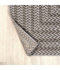 SANTA MONICA Area Rug Chevron Modern Concentric Squares Black/Light Gray 2 ft. x 8 ft. Indoor/Outdoor Runner Rug