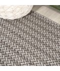 SANTA MONICA Area Rug Chevron Modern Concentric Squares Black/Light Gray 2 ft. x 8 ft. Indoor/Outdoor Runner Rug