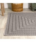 SANTA MONICA Area Rug Chevron Modern Concentric Squares Black/Light Gray 4 ft. x 6 ft. Indoor/Outdoor Area Rug