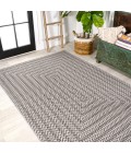 SANTA MONICA Area Rug Chevron Modern Concentric Squares Black/Light Gray 4 ft. x 6 ft. Indoor/Outdoor Area Rug