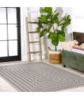 SANTA MONICA Area Rug Chevron Modern Concentric Squares Black/Light Gray 4 ft. x 6 ft. Indoor/Outdoor Area Rug