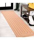 Chevron Modern Concentric Squares Orange/Cream 2 ft. x 8 ft. Indoor/Outdoor Runner Rug