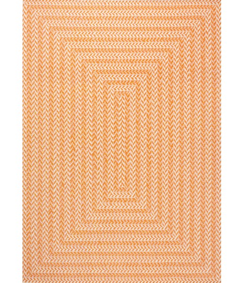 Chevron Modern Concentric Squares Orange/Cream 8 ft. x 10 ft. Indoor/Outdoor Area Rug