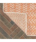 Chevron Modern Concentric Squares Orange/Cream 2 ft. x 8 ft. Indoor/Outdoor Runner Rug