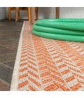 Chevron Modern Concentric Squares Orange/Cream 2 ft. x 8 ft. Indoor/Outdoor Runner Rug