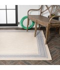 SANTA MONICA Area Rug Lucia Classic Diamond Border Cream/Blue 3 ft. x 5 ft. Indoor/Outdoor Area Rug