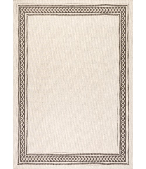 SANTA MONICA Area Rug Lucia Classic Diamond Border Cream/Black 3 ft. x 5 ft. Indoor/Outdoor Area Rug