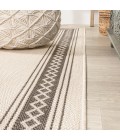 SANTA MONICA Area Rug Lucia Classic Diamond Border Cream/Black 2 ft. x 8 ft. Indoor/Outdoor Runner Rug