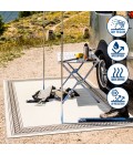 SANTA MONICA Area Rug Lucia Classic Diamond Border Cream/Black 2 ft. x 8 ft. Indoor/Outdoor Runner Rug