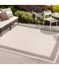 SANTA MONICA Area Rug Lucia Classic Diamond Border Cream/Black 3 ft. x 5 ft. Indoor/Outdoor Area Rug
