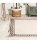 SANTA MONICA Area Rug Lucia Classic Diamond Border Cream/Black 3 ft. x 5 ft. Indoor/Outdoor Area Rug