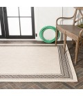 SANTA MONICA Area Rug Lucia Classic Diamond Border Cream/Black 3 ft. x 5 ft. Indoor/Outdoor Area Rug