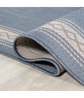 SANTA MONICA Area Rug Lucia Classic Diamond Border Blue/Cream 2 ft. x 8 ft. Indoor/Outdoor Runner Rug