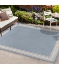SANTA MONICA Area Rug Lucia Classic Diamond Border Blue/Cream 4 ft. x 6 ft. Indoor/Outdoor Area Rug