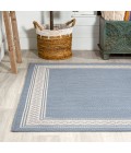SANTA MONICA Area Rug Lucia Classic Diamond Border Blue/Cream 4 ft. x 6 ft. Indoor/Outdoor Area Rug