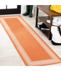 SANTA MONICA Area Rug Lucia Classic Diamond Border Orange/Cream 2 ft. x 8 ft. Indoor/Outdoor Runner Rug