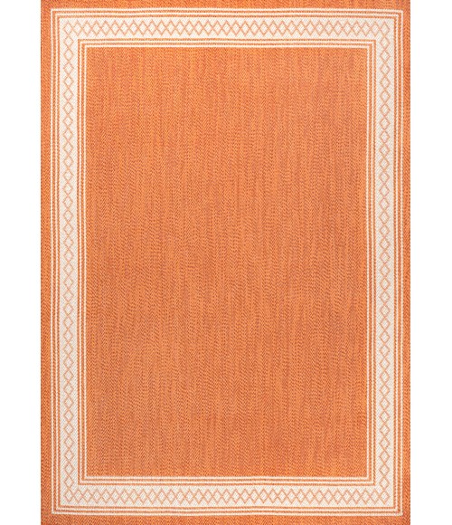 SANTA MONICA Area Rug Lucia Classic Diamond Border Orange/Cream 3 ft. x 5 ft. Indoor/Outdoor Area Rug