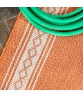 SANTA MONICA Area Rug Lucia Classic Diamond Border Orange/Cream 2 ft. x 8 ft. Indoor/Outdoor Runner Rug