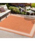 SANTA MONICA Area Rug Lucia Classic Diamond Border Orange/Cream 3 ft. x 5 ft. Indoor/Outdoor Area Rug