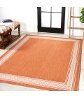 SANTA MONICA Area Rug Lucia Classic Diamond Border Orange/Cream 3 ft. x 5 ft. Indoor/Outdoor Area Rug