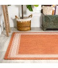 SANTA MONICA Area Rug Lucia Classic Diamond Border Orange/Cream 3 ft. x 5 ft. Indoor/Outdoor Area Rug