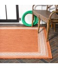 SANTA MONICA Area Rug Lucia Classic Diamond Border Orange/Cream 3 ft. x 5 ft. Indoor/Outdoor Area Rug