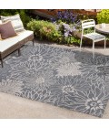 Bahamas Modern All-Over Floral Navy/Gray 3 ft. x 5 ft. Indoor/Outdoor Area Rug