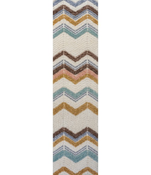 Elin Chevron High-Low Multi/Cream 2 ft. x 8 ft. Runner Rug