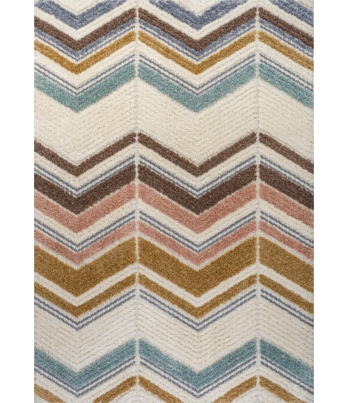 SANTA THERESA Area Rug Elin Chevron High-Low Multi/Cream 4 ft. x 6 ft. Area Rug