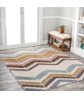 SANTA THERESA Area Rug Elin Chevron High-Low Multi/Cream 4 ft. x 6 ft. Area Rug