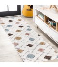 SANTA THERESA Area Rug Astrid Retro Trellis High-Low Multi/Cream 2 ft. x 8 ft. Runner Rug