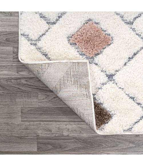 SANTA THERESA Area Rug Astrid Retro Trellis High-Low Multi/Cream 5 ft. x 8 ft. Area Rug